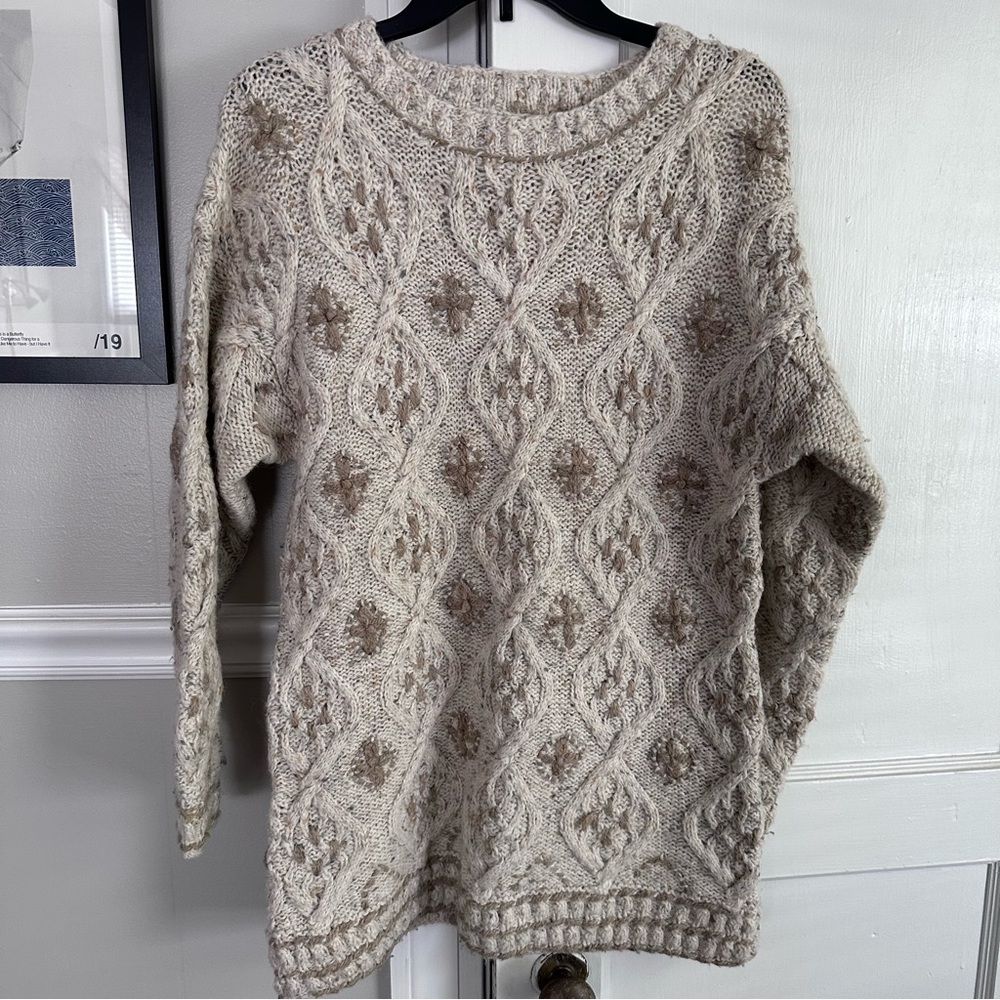 The Limited Cream and Brown Knit Sweater